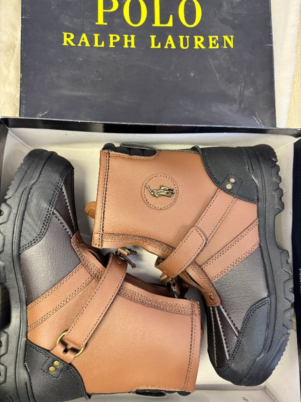 Polo Ralph Lauren Conquered Hi boots in chocolate and tan leather